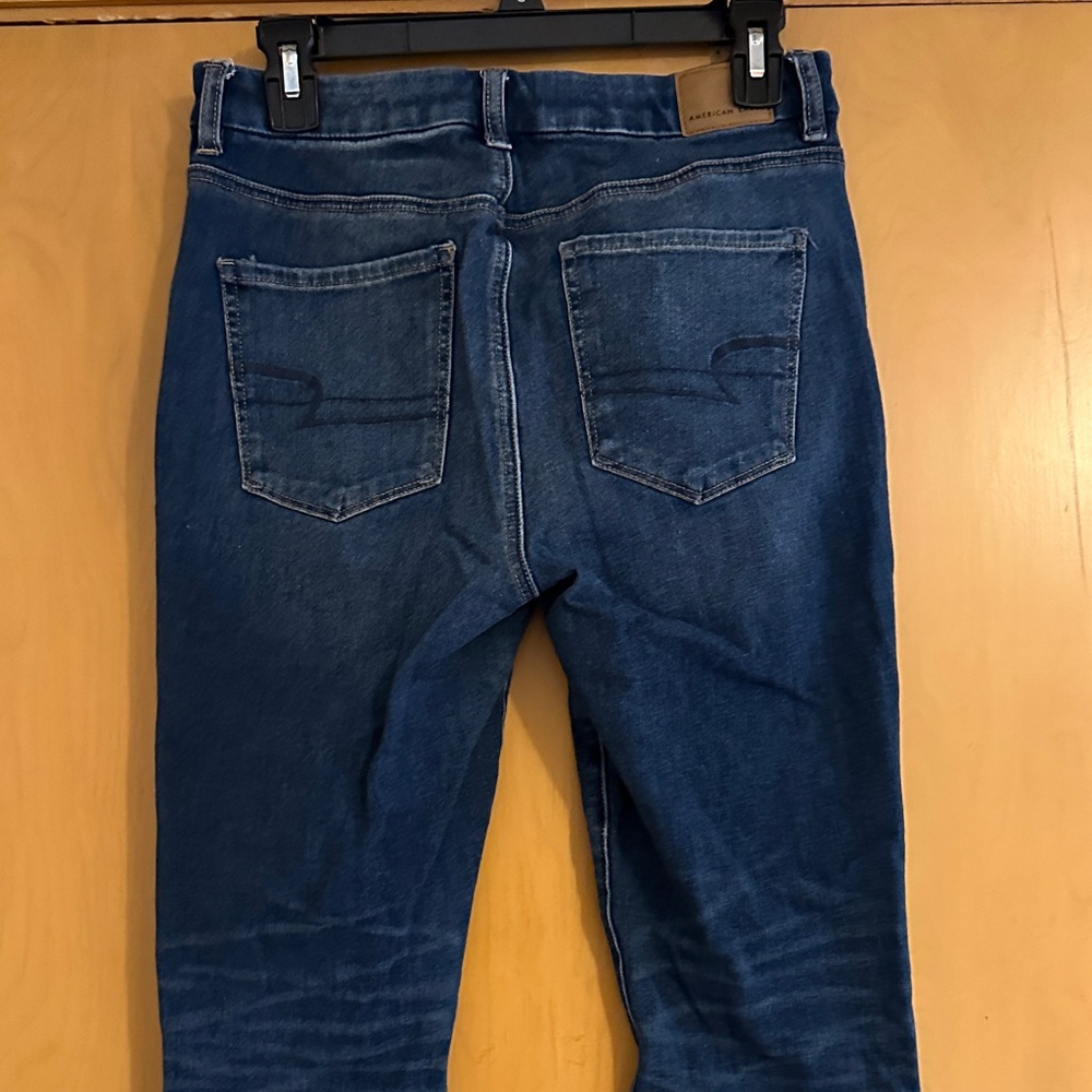 American Eagle Outfitters Curvy Dark Blue Distressed Skinny Jeans - Picture 6 of 9